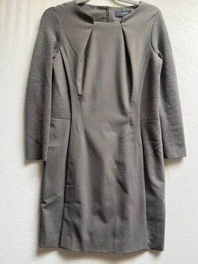 Piazza Sempione Gray Wool Paneled Knit Sleeve Sheath Dress Sz 42/ Sz 6 US